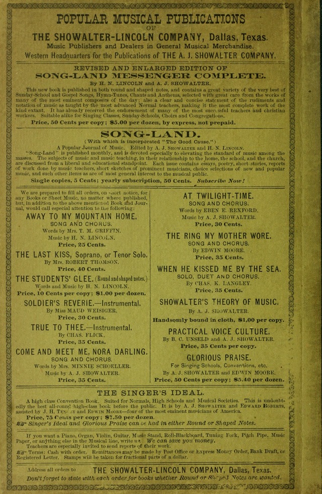 Song-Land Messenger Complete: a new song book for revivals, praise and prayer meetings, singing and Sunday schools, and churches, and for the home circle page 253