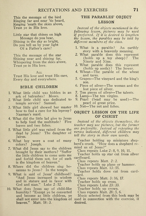 Songs for Little Singers No. 3: for primary departments of Sunday Schools page 69