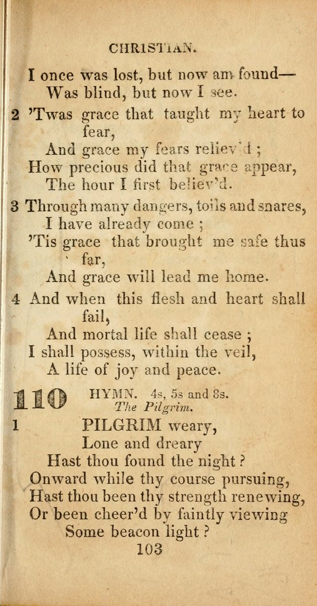 Sacred lyrics, or Select hymns: particularly adapted to revivals of religion, and intended as a supplement to Watts.  page 103