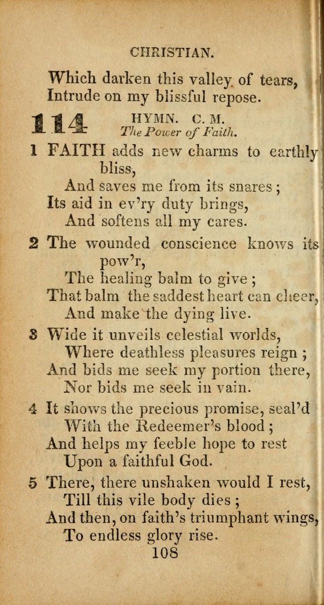 Sacred lyrics, or Select hymns: particularly adapted to revivals of religion, and intended as a supplement to Watts.  page 108