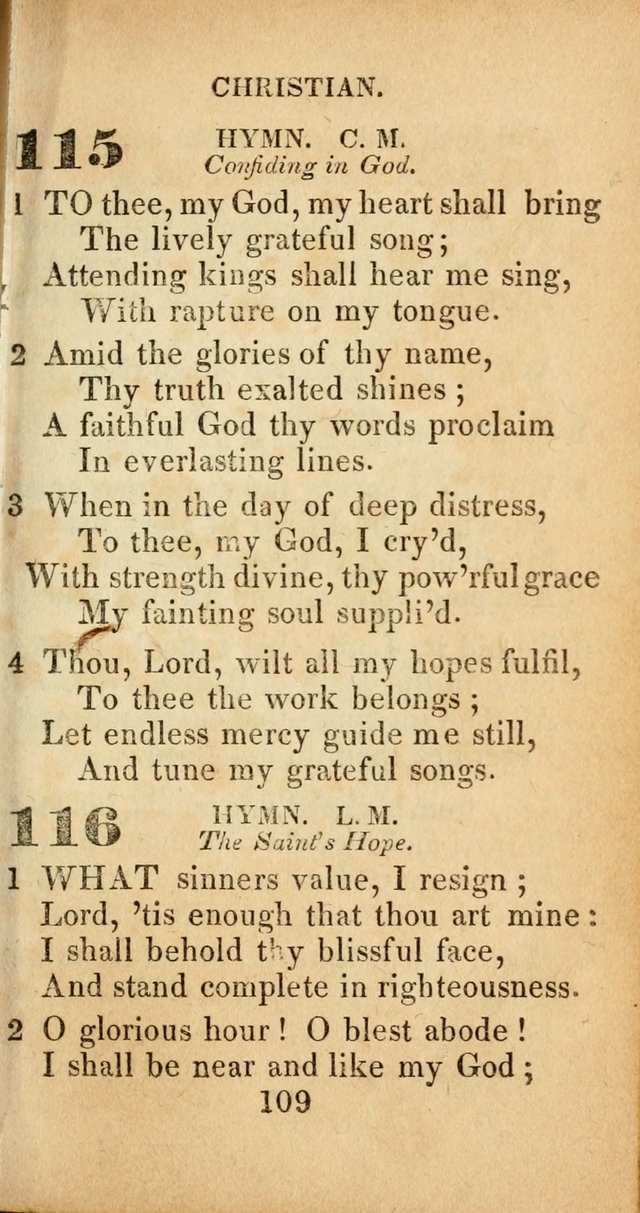 Sacred lyrics, or Select hymns: particularly adapted to revivals of religion, and intended as a supplement to Watts.  page 109