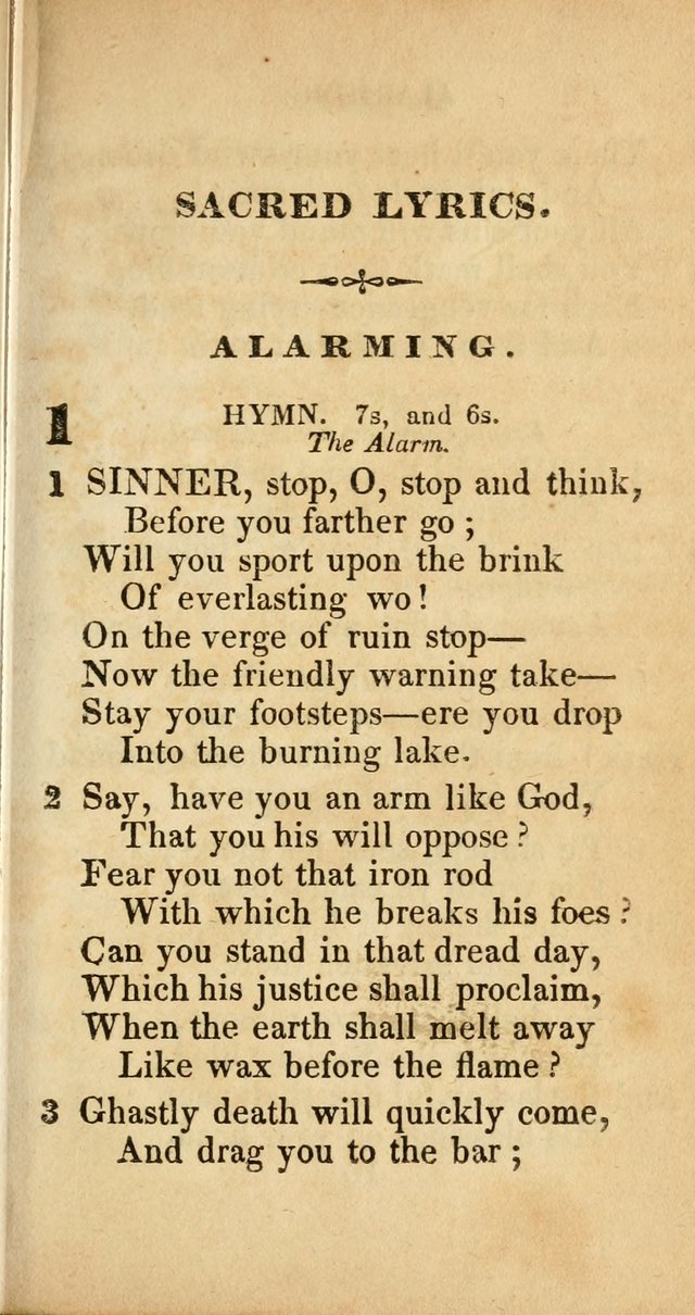 Sacred lyrics, or Select hymns: particularly adapted to revivals of religion, and intended as a supplement to Watts.  page 15