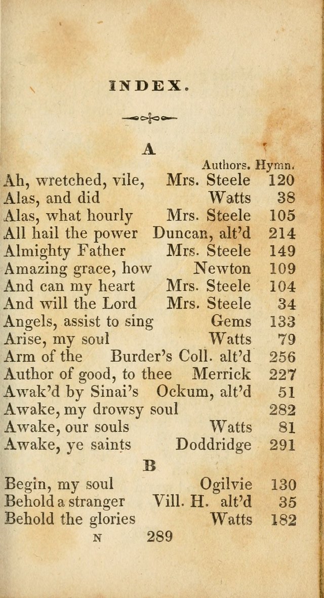 Sacred lyrics, or Select hymns: particularly adapted to revivals of religion, and intended as a supplement to Watts.  page 289