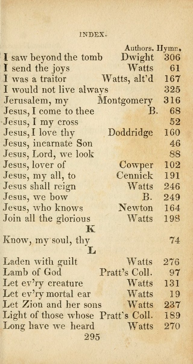 Sacred lyrics, or Select hymns: particularly adapted to revivals of religion, and intended as a supplement to Watts.  page 295