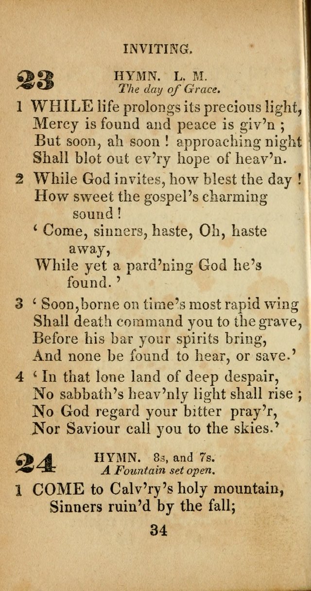 Sacred lyrics, or Select hymns: particularly adapted to revivals of religion, and intended as a supplement to Watts.  page 34