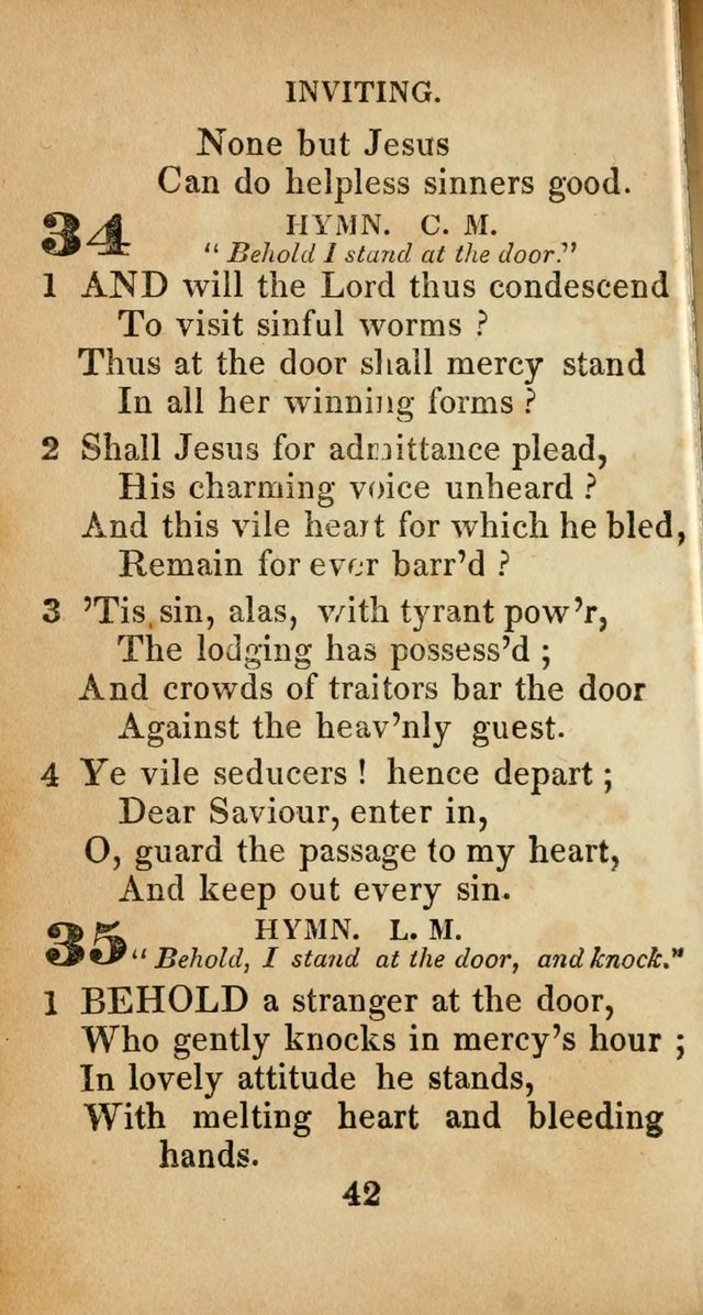 Sacred lyrics, or Select hymns: particularly adapted to revivals of religion, and intended as a supplement to Watts.  page 42