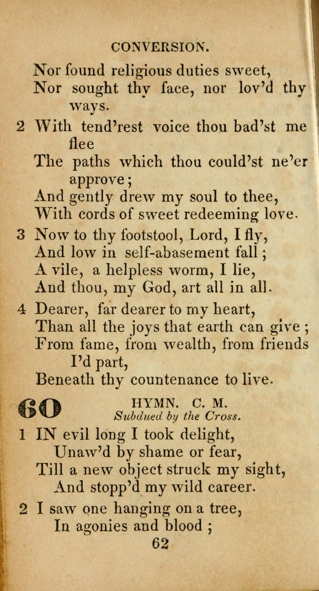 Sacred lyrics, or Select hymns: particularly adapted to revivals of religion, and intended as a supplement to Watts.  page 62