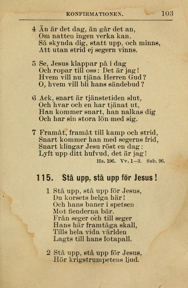 Söndagsskolbok: innehållande liturgi och sånger för söndagsskolan (Omarbetad uppl.) page 103