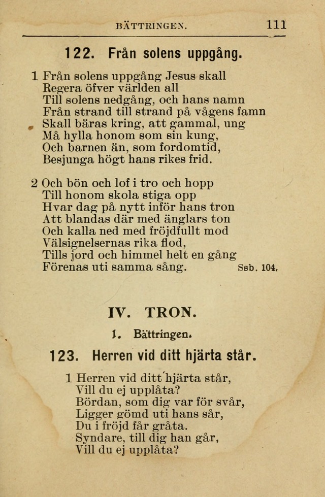 Söndagsskolbok: innehållande liturgi och sånger för söndagsskolan (Omarbetad uppl.) page 111