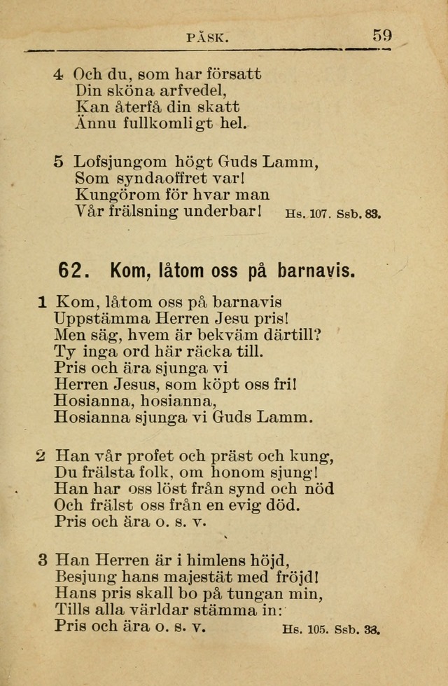 Söndagsskolbok: innehållande liturgi och sånger för söndagsskolan (Omarbetad uppl.) page 59