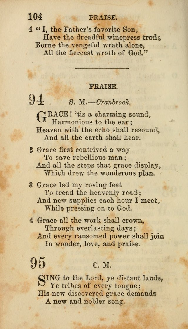 Select Melodies; Comprising the Best Hymns and Spiritual Songs in Common Use, and not generally found in standard church hymn-books: as also a number of original pieces, and translations from...German page 106