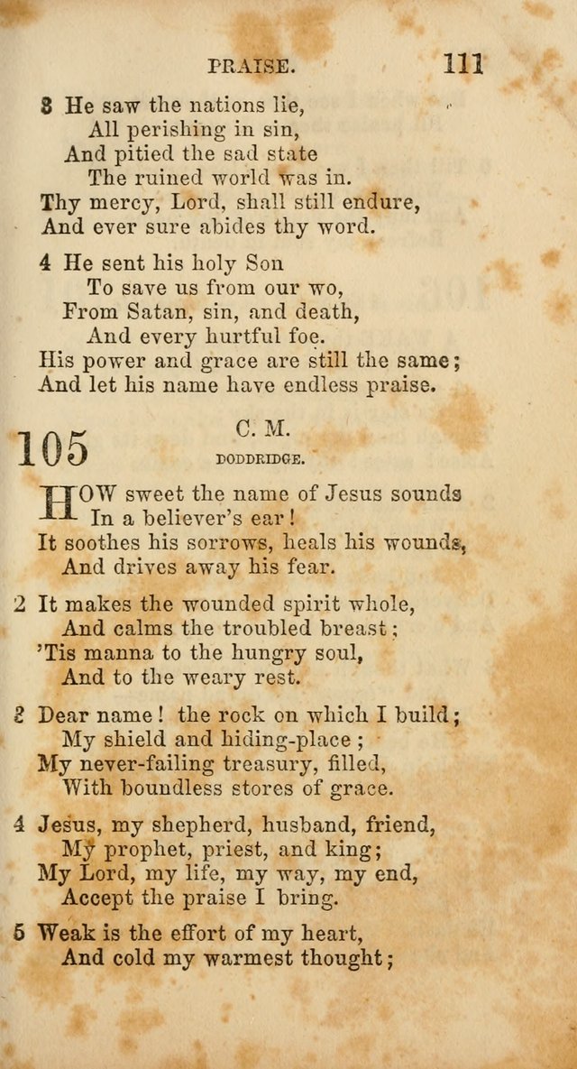 Select Melodies; Comprising the Best Hymns and Spiritual Songs in Common Use, and not generally found in standard church hymn-books: as also a number of original pieces, and translations from...German page 113