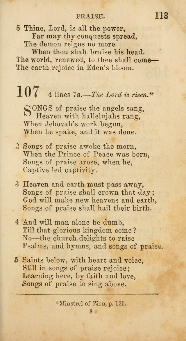 Select Melodies; Comprising the Best Hymns and Spiritual Songs in Common Use, and not generally found in standard church hymn-books: as also a number of original pieces, and translations from...German page 115