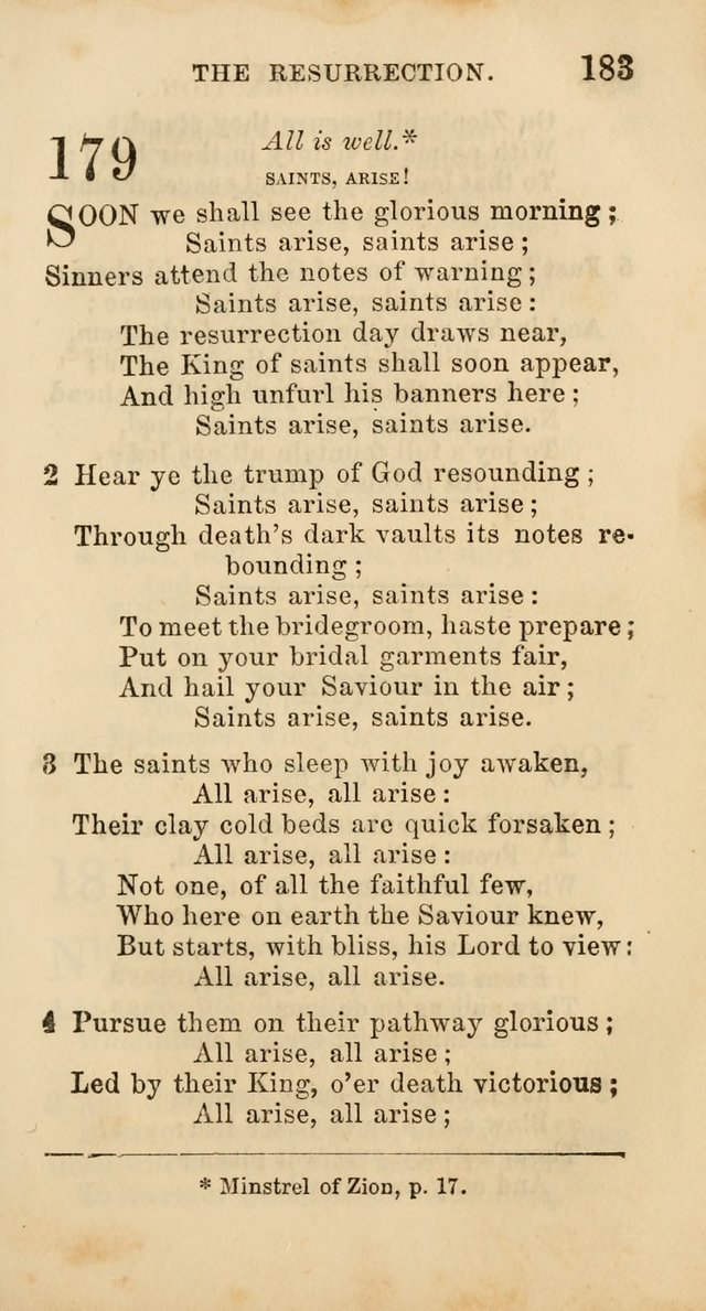 Select Melodies; Comprising the Best Hymns and Spiritual Songs in Common Use, and not generally found in standard church hymn-books: as also a number of original pieces, and translations from...German page 185