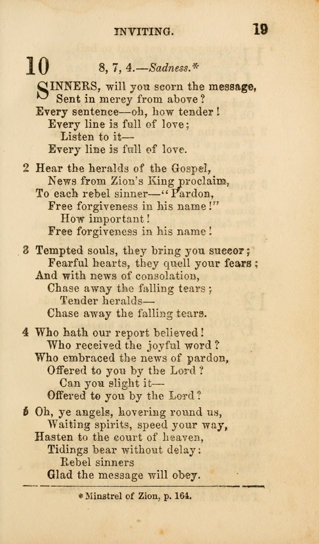 Select Melodies; Comprising the Best Hymns and Spiritual Songs in Common Use, and not generally found in standard church hymn-books: as also a number of original pieces, and translations from...German page 21