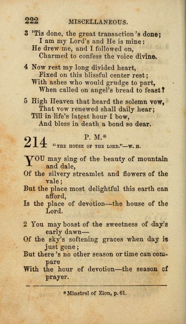 Select Melodies; Comprising the Best Hymns and Spiritual Songs in Common Use, and not generally found in standard church hymn-books: as also a number of original pieces, and translations from...German page 224