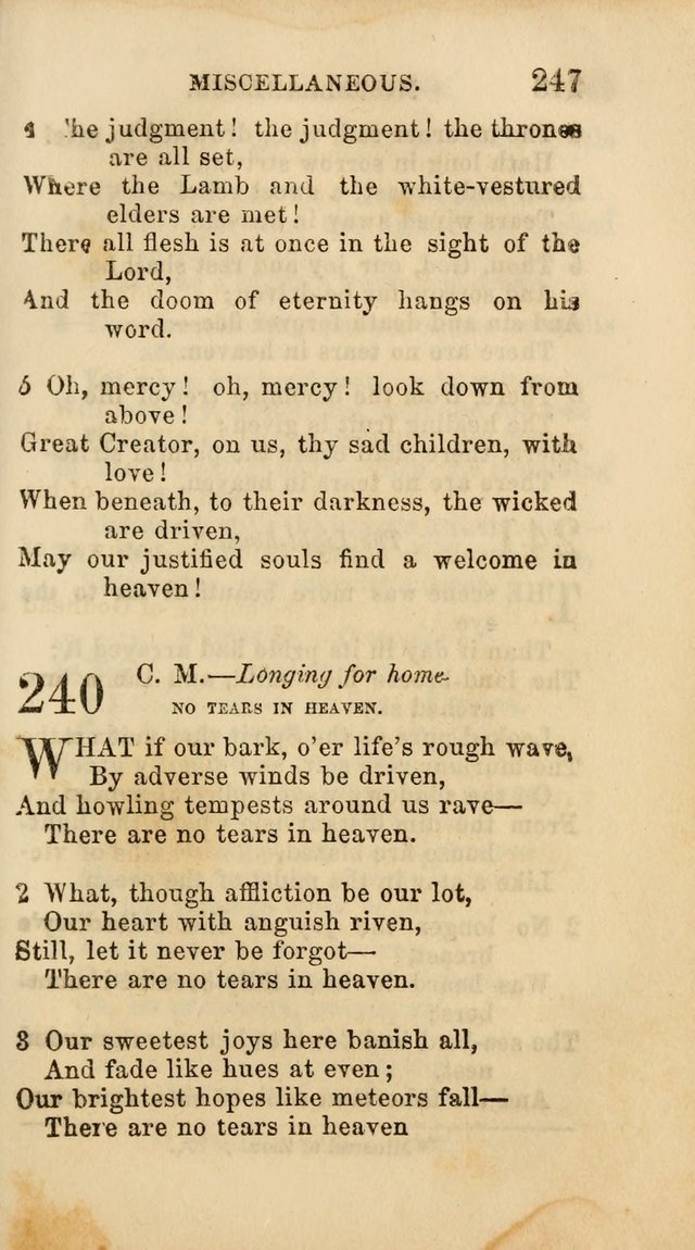 Select Melodies; Comprising the Best Hymns and Spiritual Songs in Common Use, and not generally found in standard church hymn-books: as also a number of original pieces, and translations from...German page 249