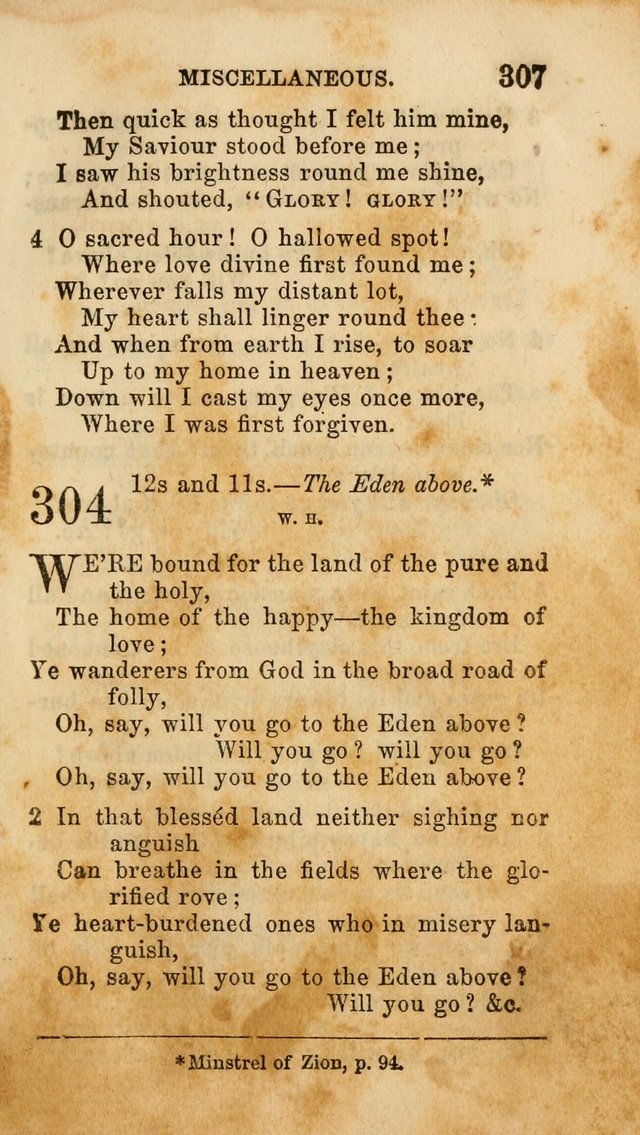 Select Melodies; Comprising the Best Hymns and Spiritual Songs in Common Use, and not generally found in standard church hymn-books: as also a number of original pieces, and translations from...German page 309