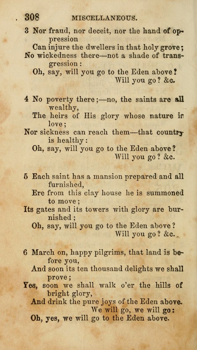 Select Melodies; Comprising the Best Hymns and Spiritual Songs in Common Use, and not generally found in standard church hymn-books: as also a number of original pieces, and translations from...German page 310