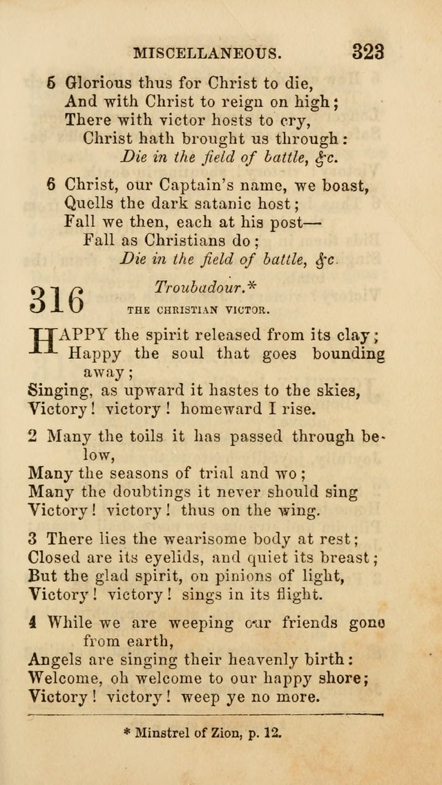 Select Melodies; Comprising the Best Hymns and Spiritual Songs in Common Use, and not generally found in standard church hymn-books: as also a number of original pieces, and translations from...German page 325