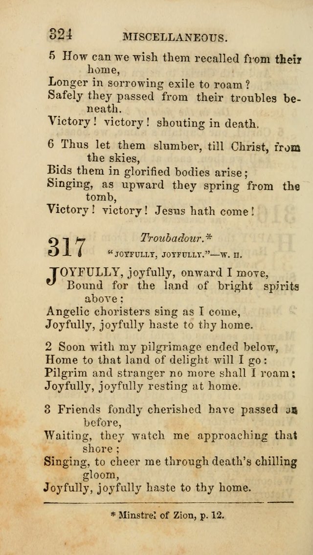 Select Melodies; Comprising the Best Hymns and Spiritual Songs in Common Use, and not generally found in standard church hymn-books: as also a number of original pieces, and translations from...German page 326