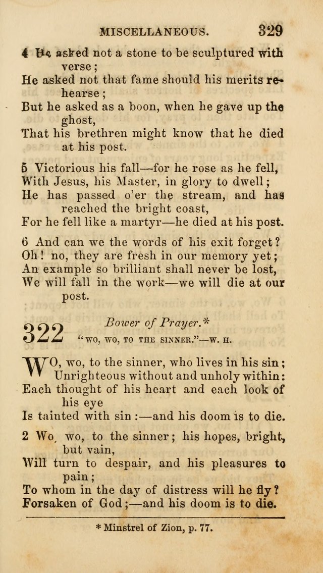 Select Melodies; Comprising the Best Hymns and Spiritual Songs in Common Use, and not generally found in standard church hymn-books: as also a number of original pieces, and translations from...German page 331