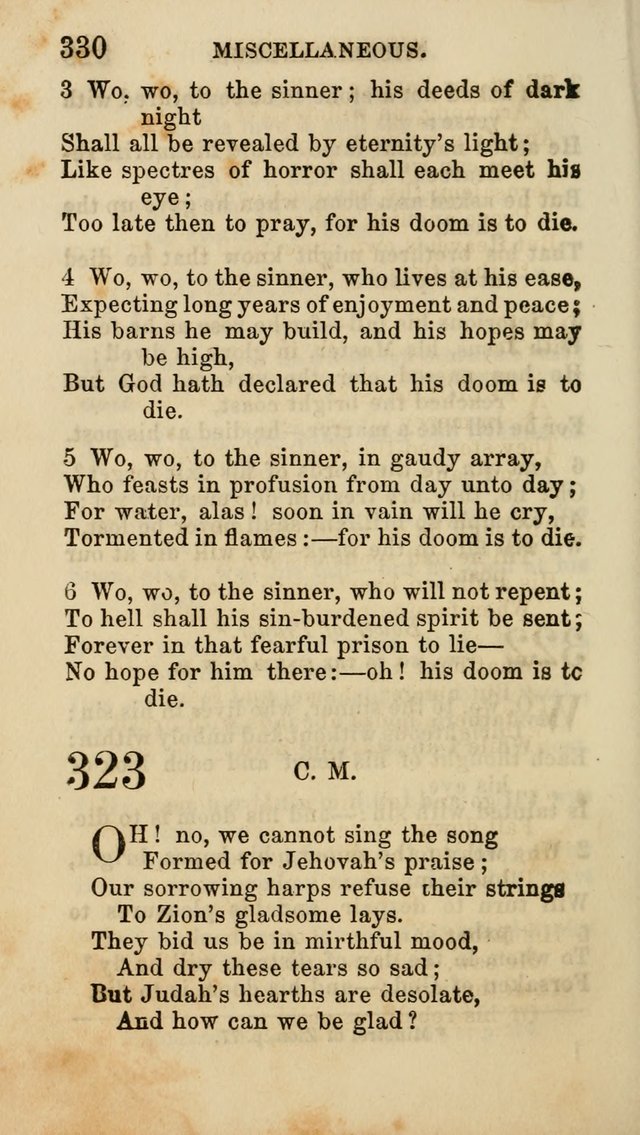 Select Melodies; Comprising the Best Hymns and Spiritual Songs in Common Use, and not generally found in standard church hymn-books: as also a number of original pieces, and translations from...German page 332