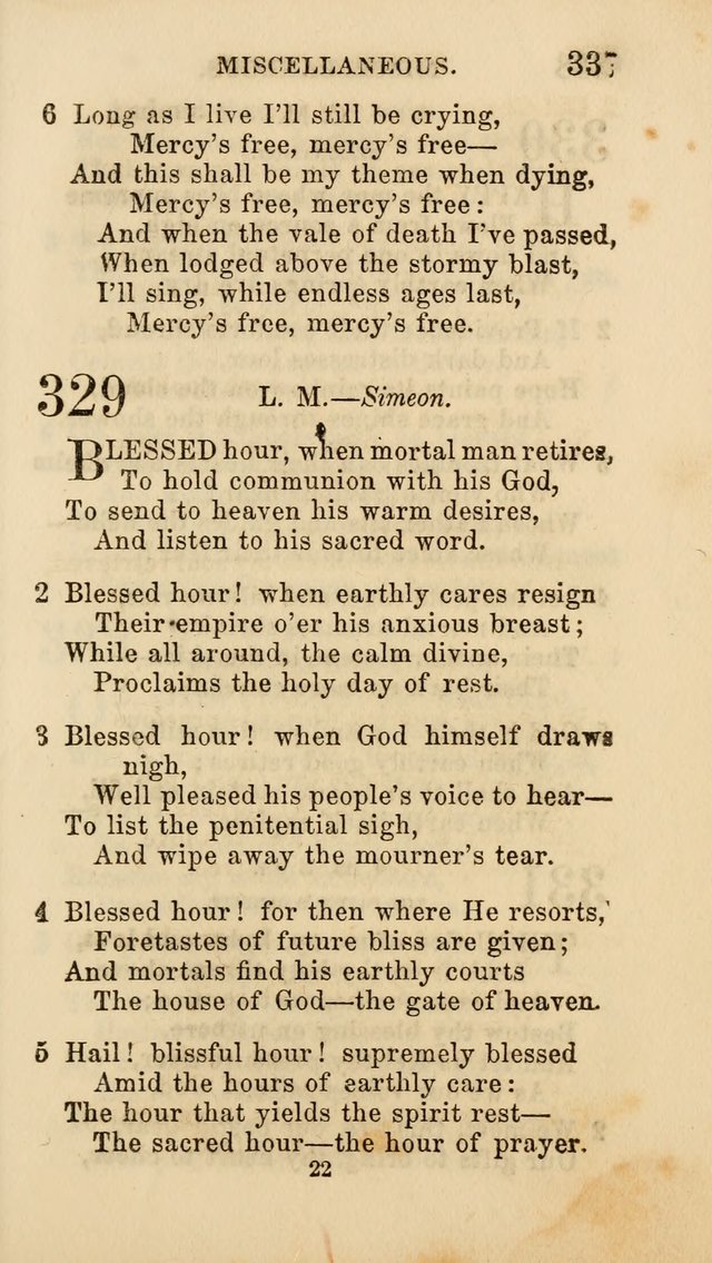 Select Melodies; Comprising the Best Hymns and Spiritual Songs in Common Use, and not generally found in standard church hymn-books: as also a number of original pieces, and translations from...German page 339