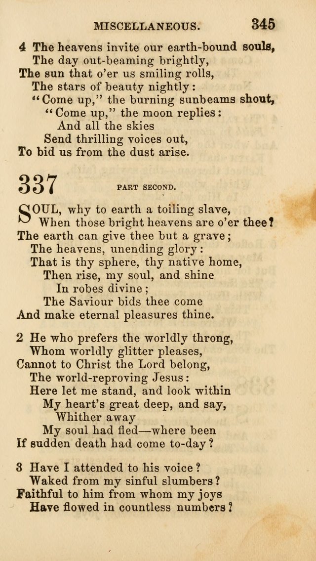 Select Melodies; Comprising the Best Hymns and Spiritual Songs in Common Use, and not generally found in standard church hymn-books: as also a number of original pieces, and translations from...German page 347