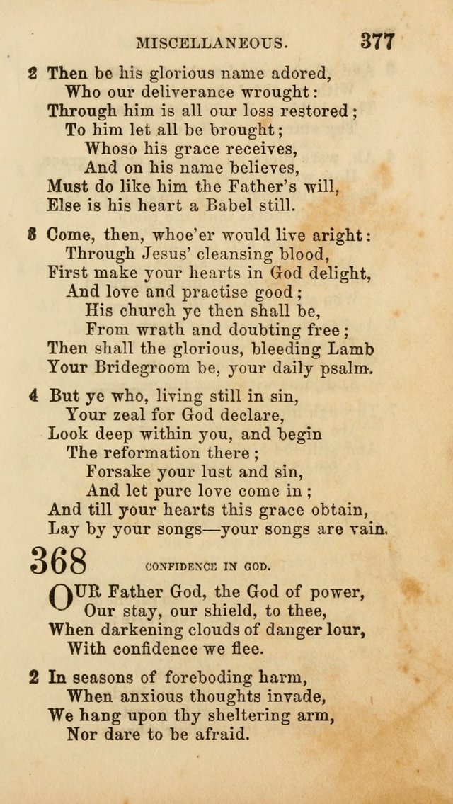 Select Melodies; Comprising the Best Hymns and Spiritual Songs in Common Use, and not generally found in standard church hymn-books: as also a number of original pieces, and translations from...German page 381