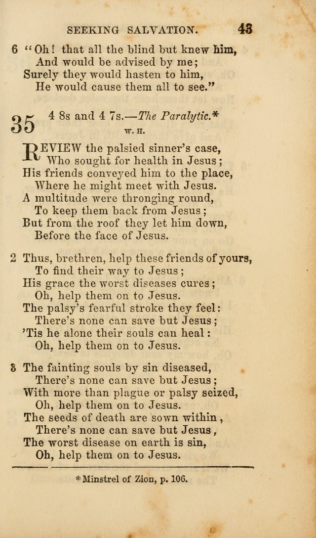 Select Melodies; Comprising the Best Hymns and Spiritual Songs in Common Use, and not generally found in standard church hymn-books: as also a number of original pieces, and translations from...German page 45