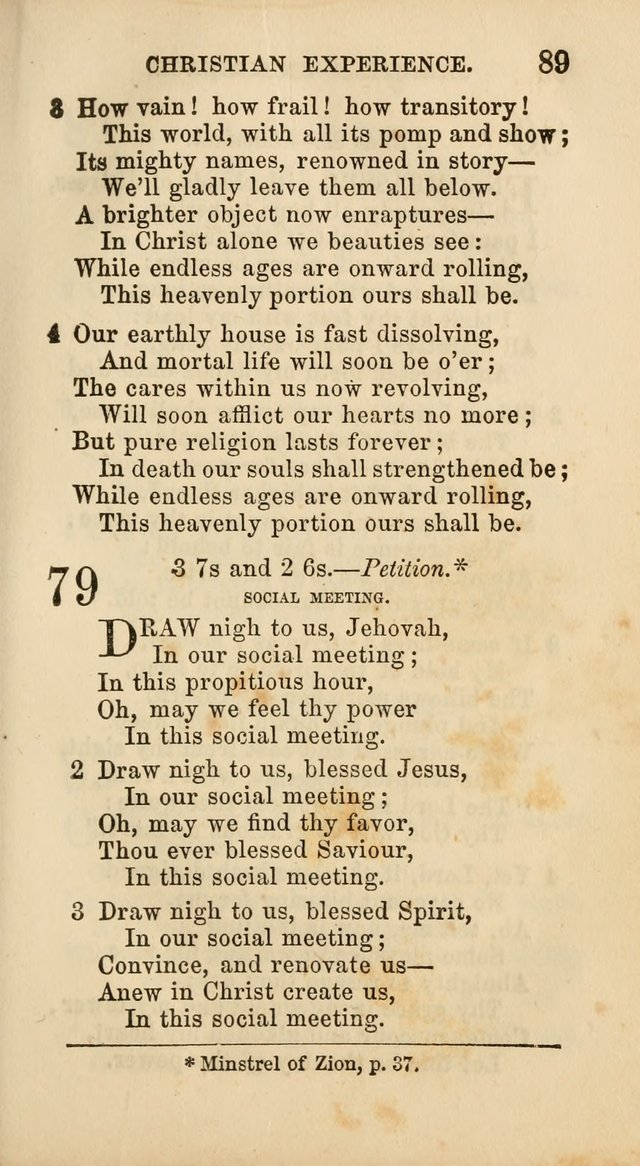 Select Melodies; Comprising the Best Hymns and Spiritual Songs in Common Use, and not generally found in standard church hymn-books: as also a number of original pieces, and translations from...German page 91