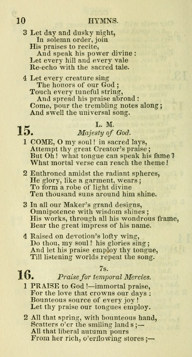 Social Psalmist: or hymns, selected for the private use and social meetings of evangelical Christians page 10