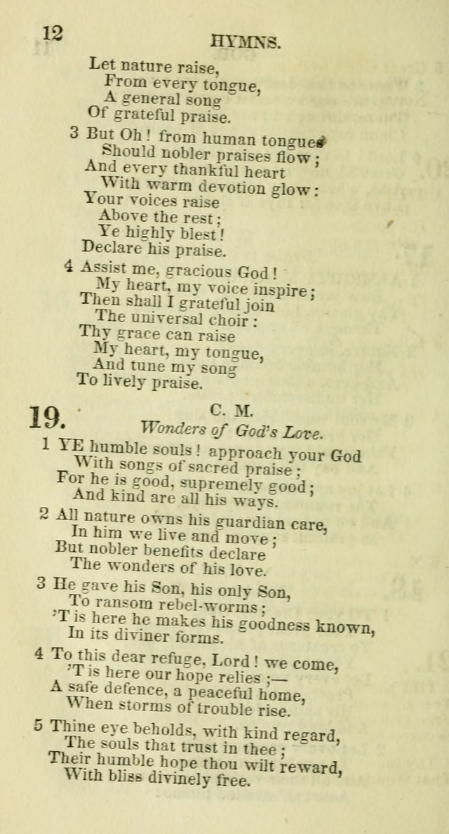 Social Psalmist: or hymns, selected for the private use and social meetings of evangelical Christians page 12