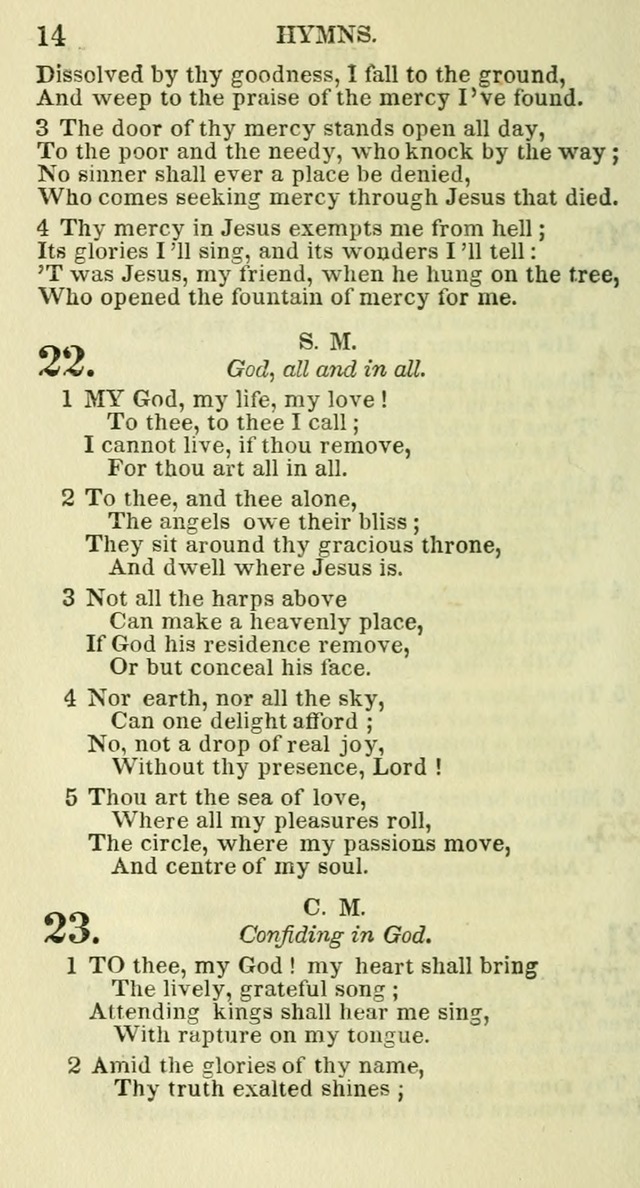 Social Psalmist: or hymns, selected for the private use and social meetings of evangelical Christians page 14