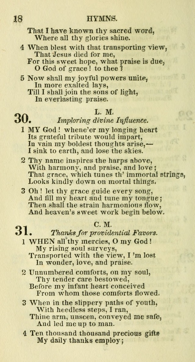 Social Psalmist: or hymns, selected for the private use and social meetings of evangelical Christians page 18