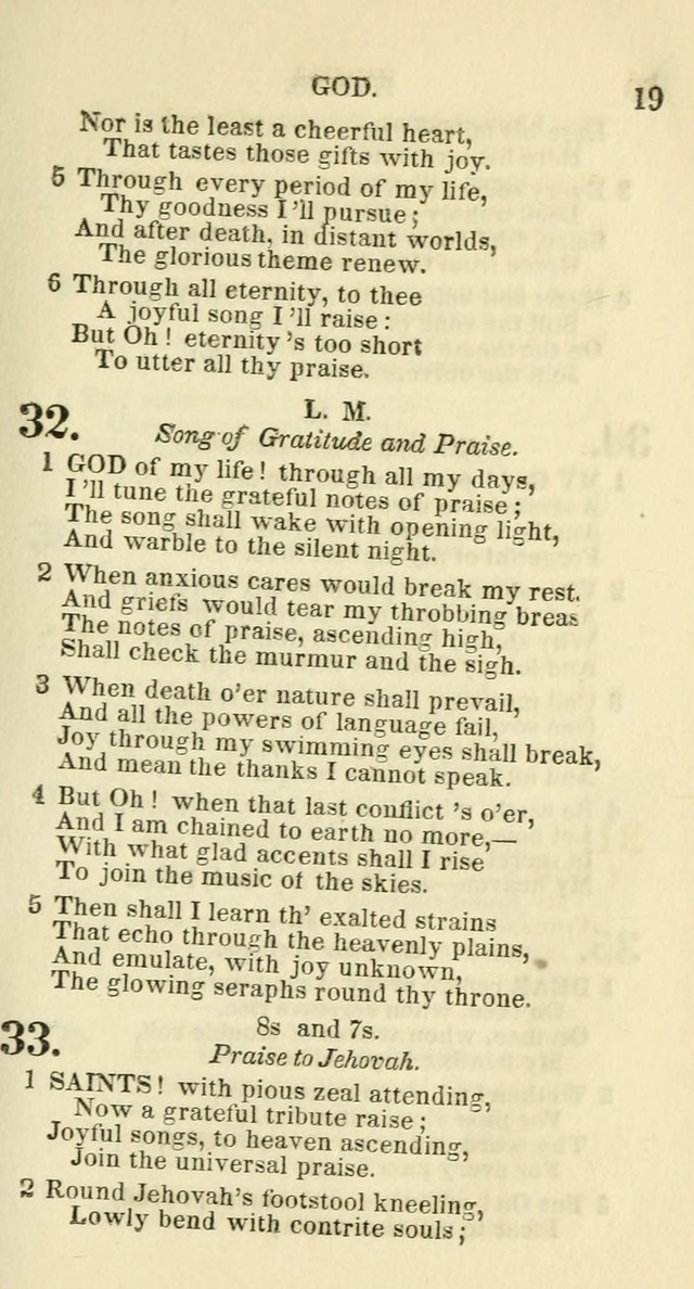 Social Psalmist: or hymns, selected for the private use and social meetings of evangelical Christians page 19