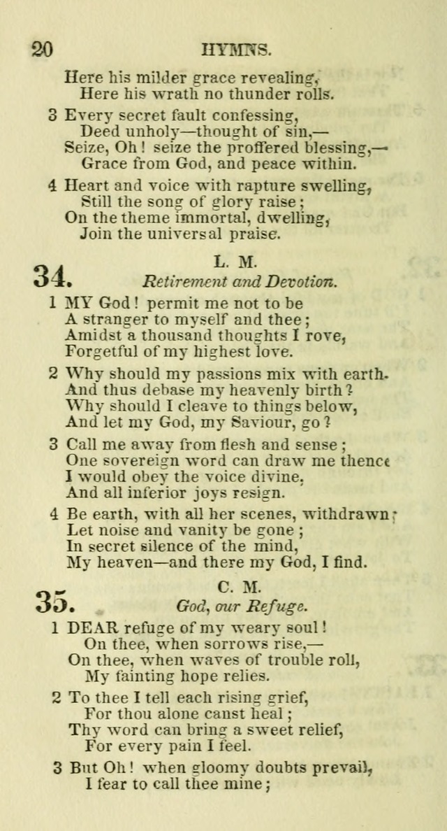 Social Psalmist: or hymns, selected for the private use and social meetings of evangelical Christians page 20