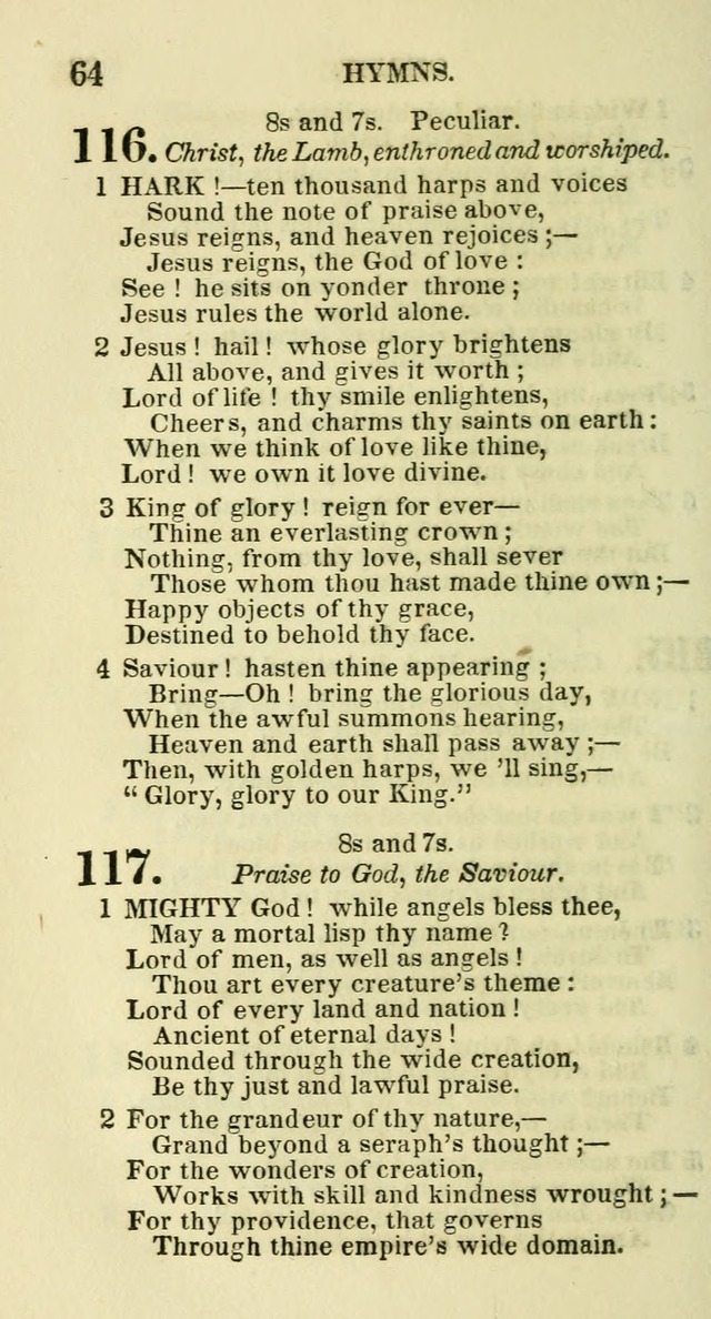 Social Psalmist: or hymns, selected for the private use and social meetings of evangelical Christians page 66