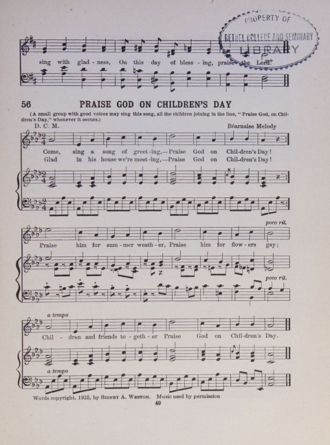 Song and Play for Children: for Sunday and weekday use page 49