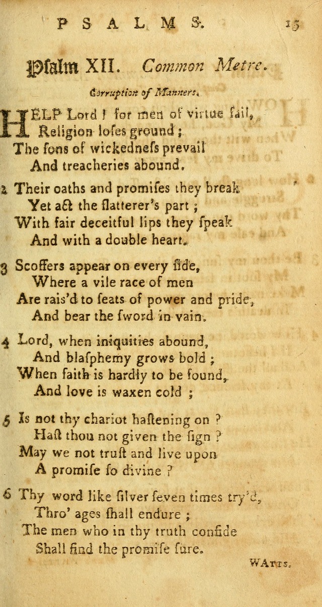 Sacred Poetry: Consisting of Psalms and Hymns, Adapted to Christian        Devotion, in Public and Private. 2nd ed. page 15