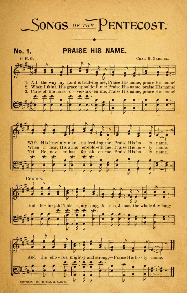 Songs of the Pentecost for the Forward Gospel Movement page 1