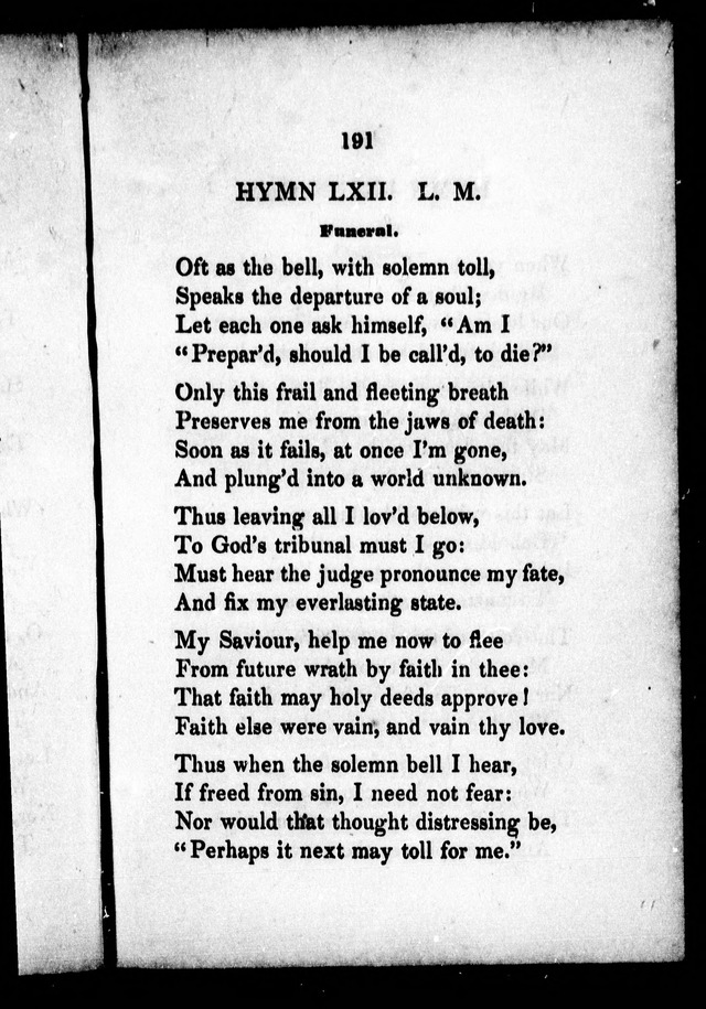 A Selection of Psalms, Hymns and Anthems, for every Sunday and principal festival throughout the year. for the use of congregations in the dioceses Quebec and Toronto. page 191