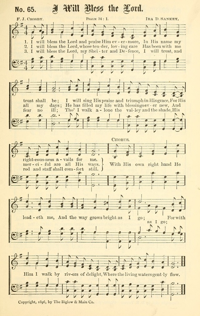 Sacred Songs No. 1: compiled and arranged for use in gospel meetings, Sunday schools, prayer meetings and other religious services page 65