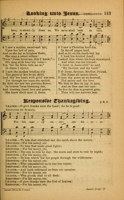 Sunlit Songs: for use in meetings for Christian worship or work page 113