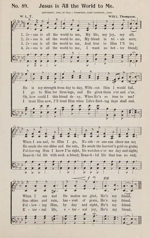 Service in Song: The cream of all the best songs, of all the best writers, together with Orders of Service for the Sunday School page 89