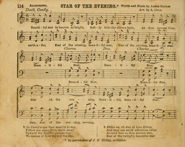 The Sabbath School Bell: a new collection of choice hymns and tunes, original and standard; carefully and simply arranged as solos, duets, trios, semi-choruses and choruses, and for organ..(Enl. Ed) page 114