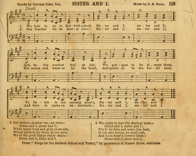 The Sabbath School Bell: a new collection of choice hymns and tunes, original and standard; carefully and simply arranged as solos, duets, trios, semi-choruses and choruses, and for organ..(Enl. Ed) page 115