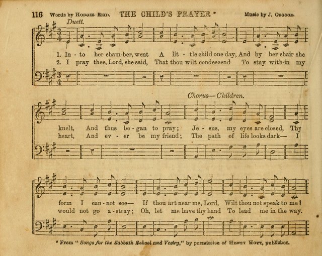 The Sabbath School Bell: a new collection of choice hymns and tunes, original and standard; carefully and simply arranged as solos, duets, trios, semi-choruses and choruses, and for organ..(Enl. Ed) page 116