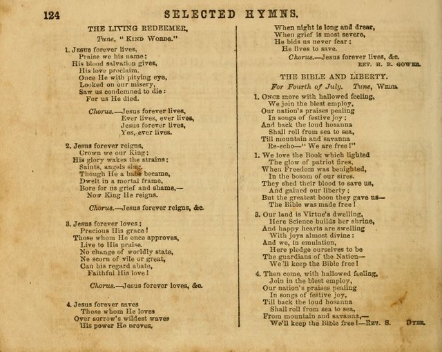 The Sabbath School Bell: a new collection of choice hymns and tunes, original and standard; carefully and simply arranged as solos, duets, trios, semi-choruses and choruses, and for organ..(Enl. Ed) page 124